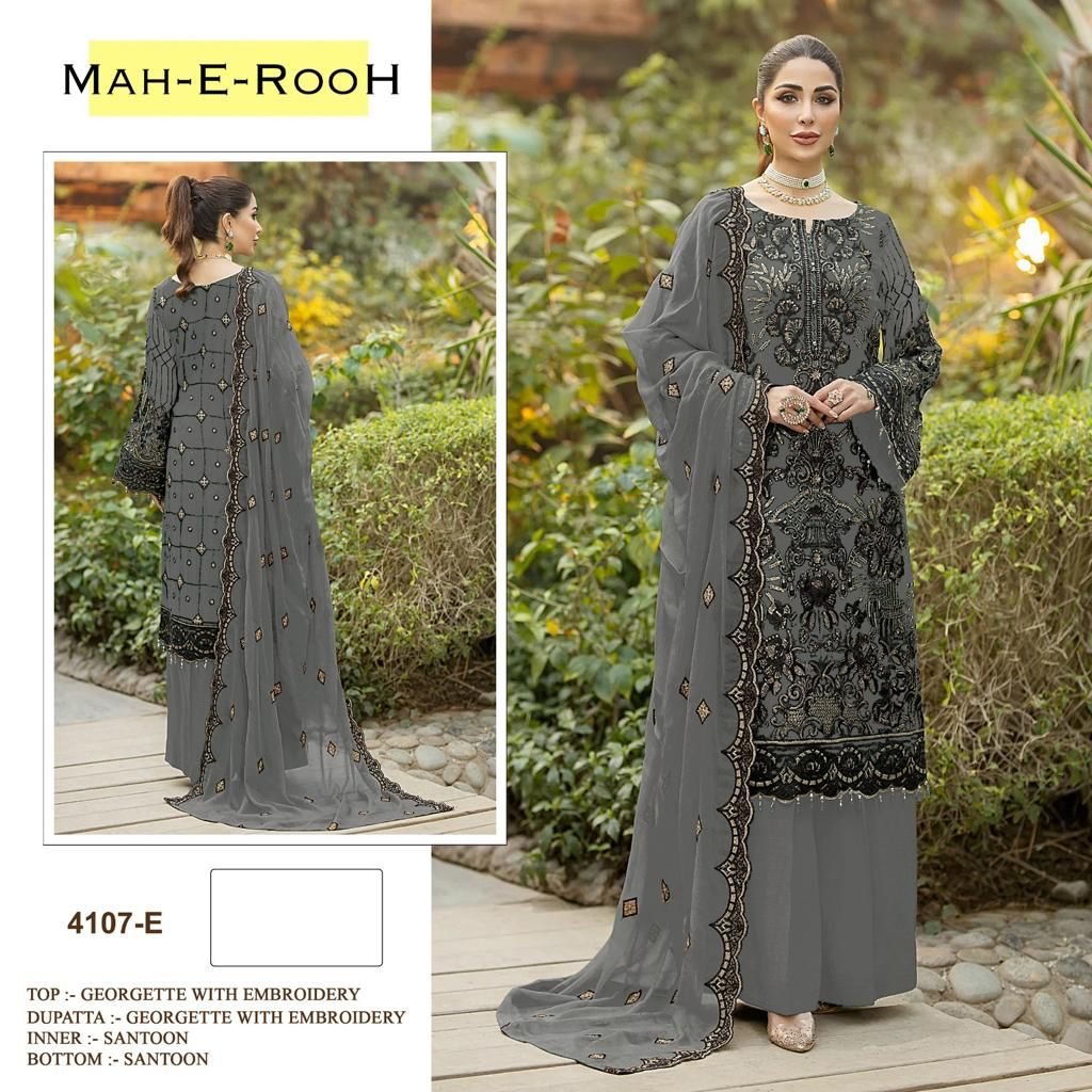 Mah E Rooh 4107 Light Color Embroidery Salwar Suits Catalog